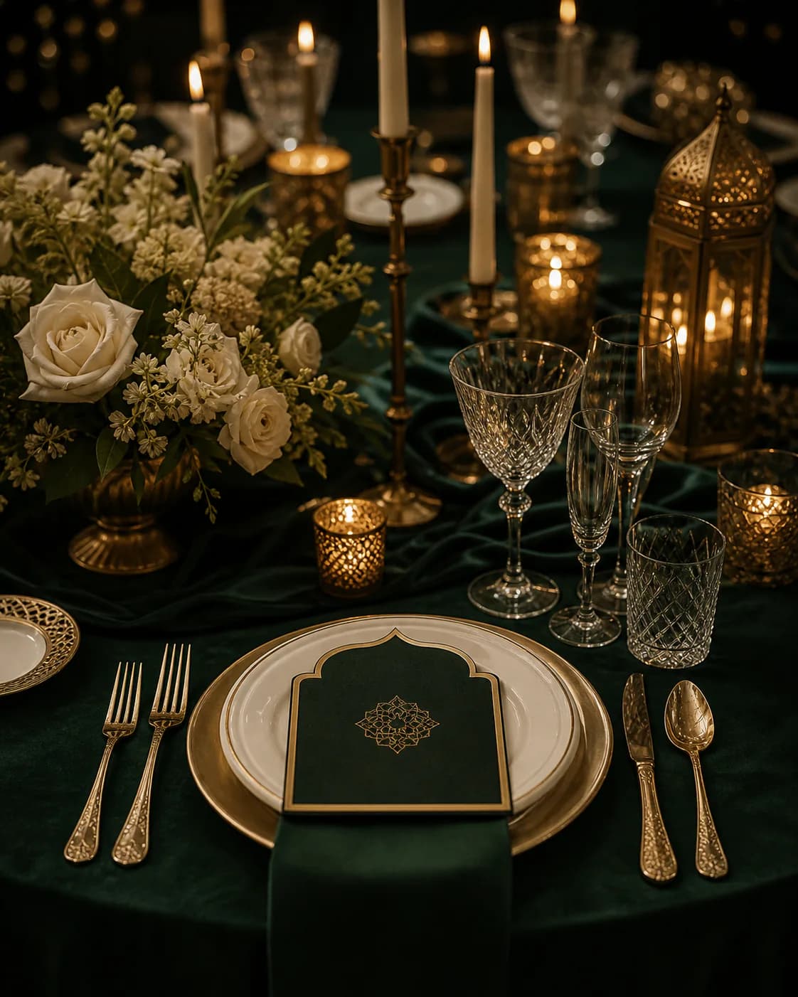 Emerald wedding table details