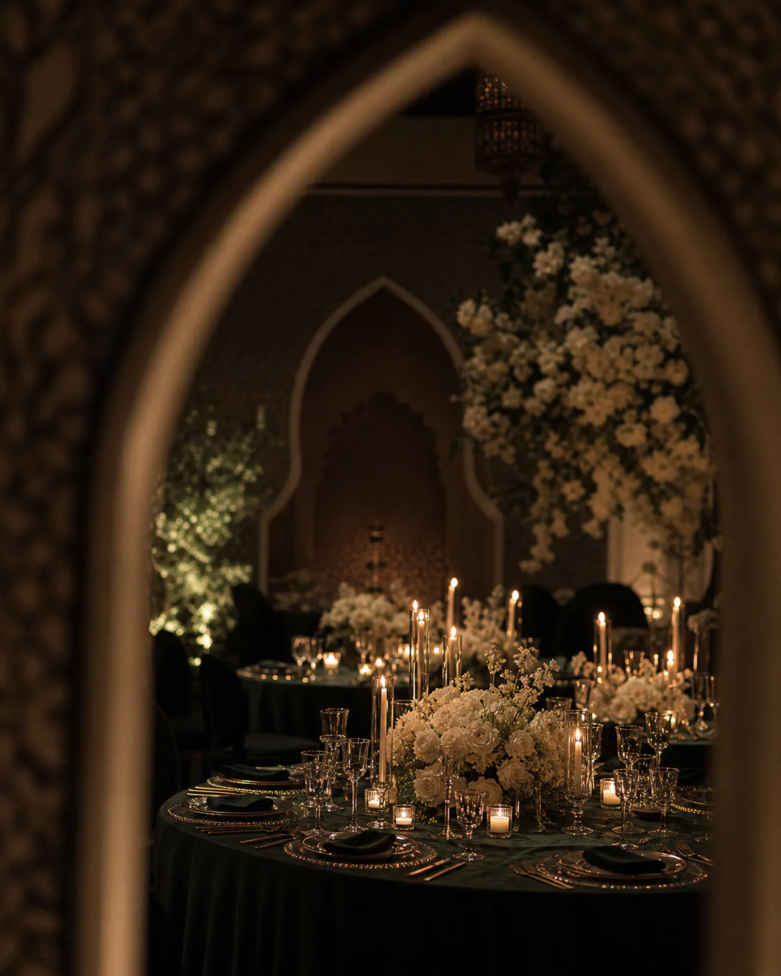 Candlelit wedding tablescape